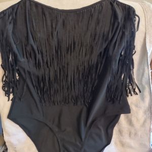 Forever21- Black Fringe One-piece Swimsuit 3X NWOT